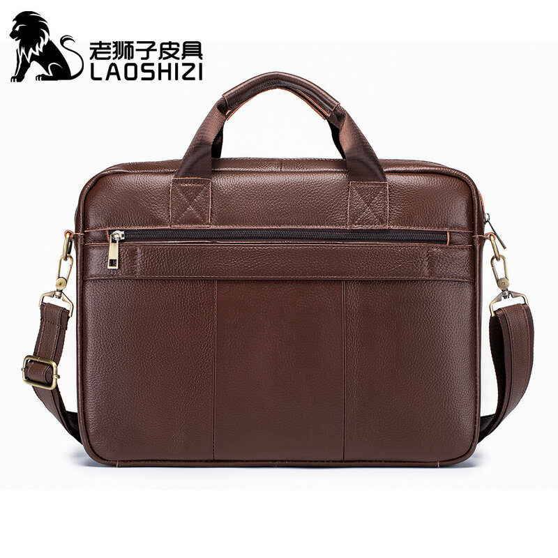 Портфель мужской из натуральной кожи, сумка для ноутбука, вместительный чемоданчик в деловом стиле, повседневный саквояж на плечо, мессенджер, 100%