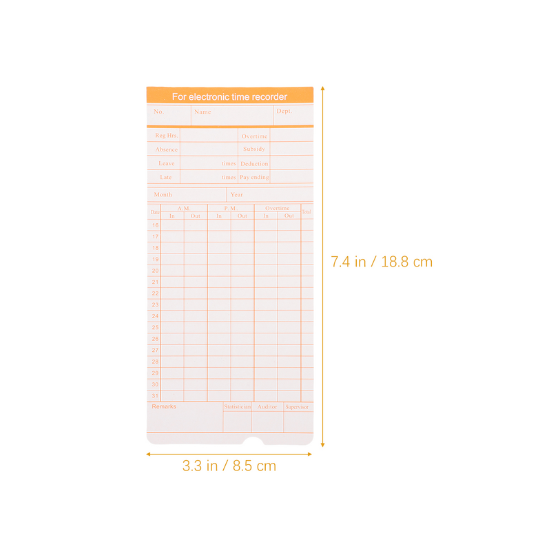100 Sheets Double-Sided Double-sided Time Paper Cards Attendance