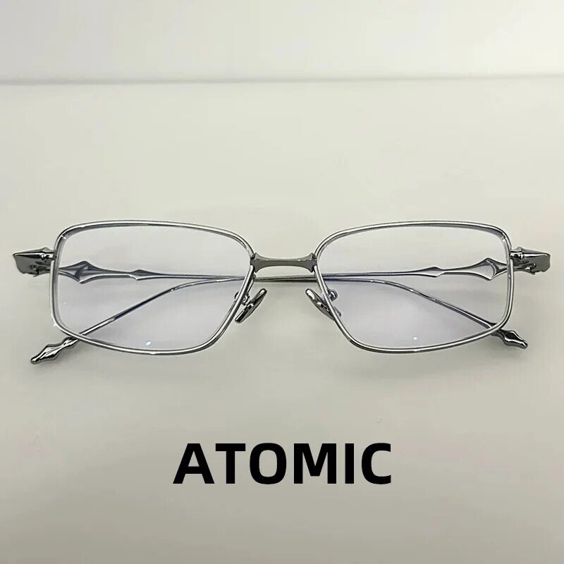 Kacamata Vintage Korea Atomic, kacamata optik Titanium bingkai mata kucing untuk wajah kecil Wanita Pria kacamata resep miopia