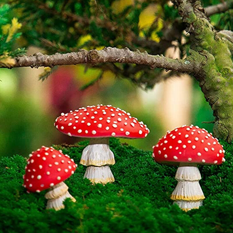 Mini grzyb świecące w ciemności ozdoba trwałe ogrodowe grzyby figurki żywica grzyb ogród DIY krajobraz rękodzieło