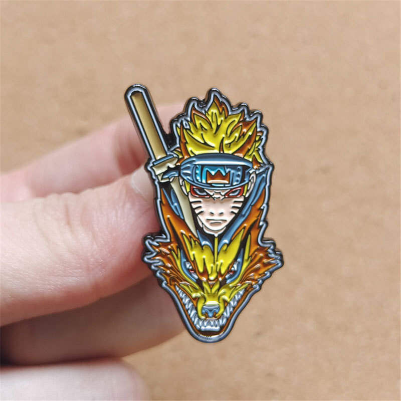 Anime Uzumaki NARUTO Bijuu Kurama Kyuubi Cosplay Metal Pin insignia broche aleación accesorios regalos