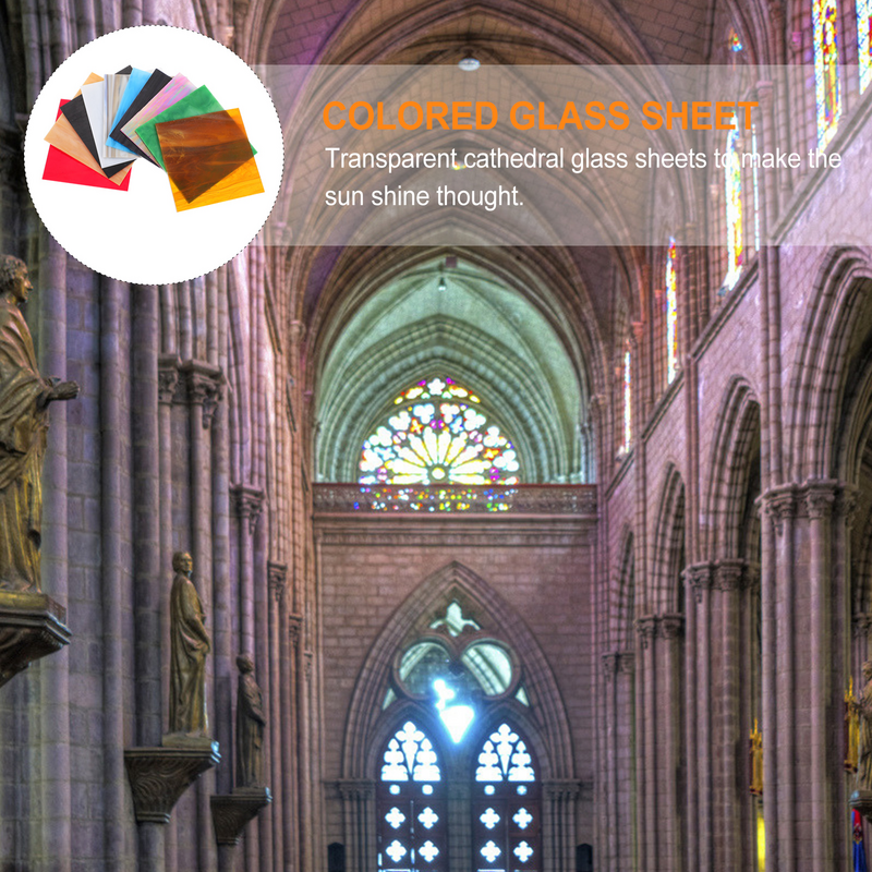 10Pcs Kolorowe szklane arkusze Szklane płytki mozaikowe katedralne Ozdoba dekoracyjna
