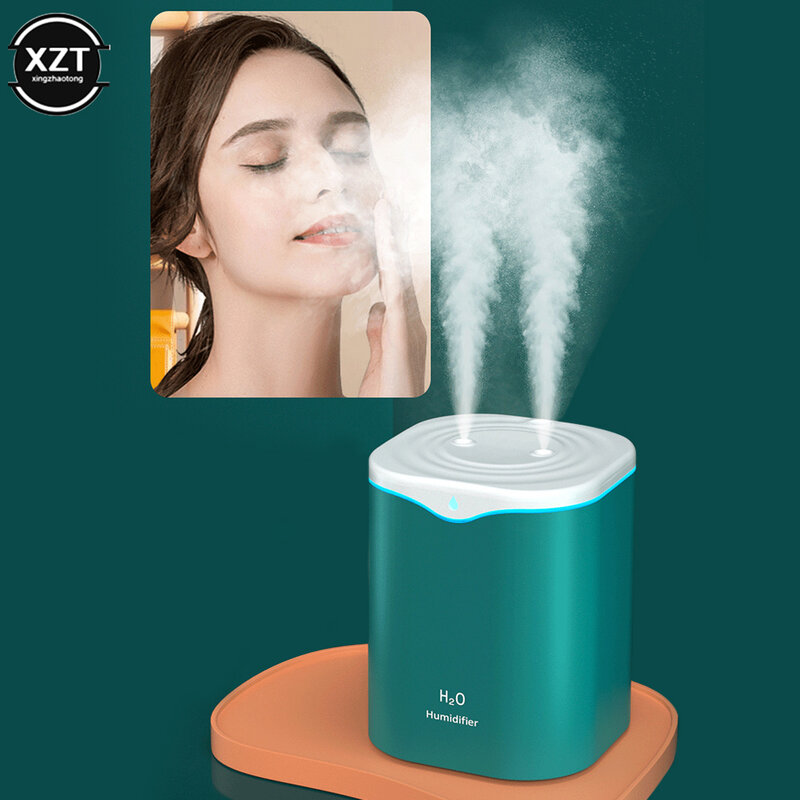 Humidificador de aire USB de doble orificio, difusor de aceites esenciales de escritorio, gran volumen de niebla, aromaterapia silenciosa