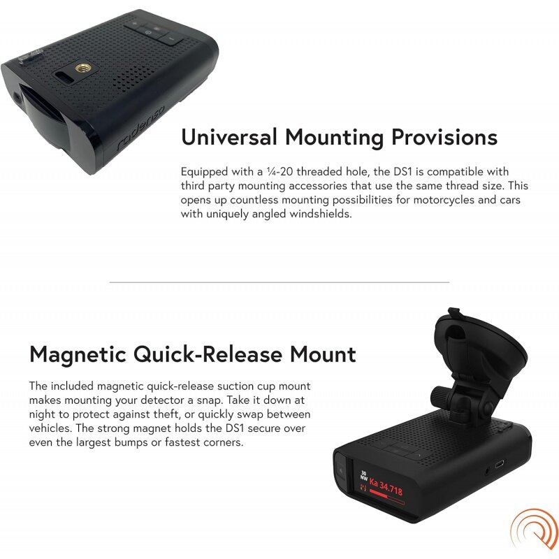 Radenso DS1 Extreme Range Radar Detector - Magnet Mount, Bluetooth, Color OLED Display, Less False Alerts, Auto GPS Lockouts, US