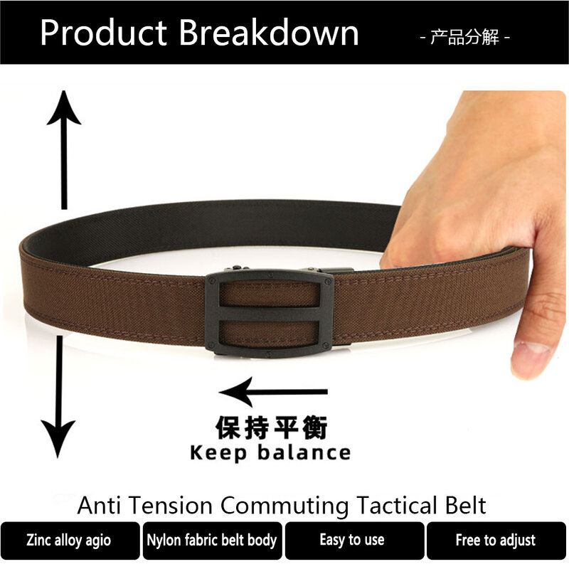 TUSHI Hard Tactical Belt for Men Metal Automatic Buckle Military Gun Belt 1100D Nylon Outdoor IPSC Belt Casual Waistband Male