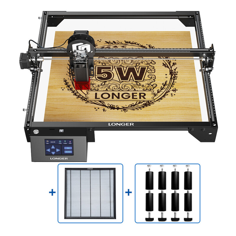 LONGER RAY5 5W LASER ENGRAVING MACHINE Quick Focus Wifi Control together with 500mm(19.69inch) Honeycomb Panel and Taller Feet