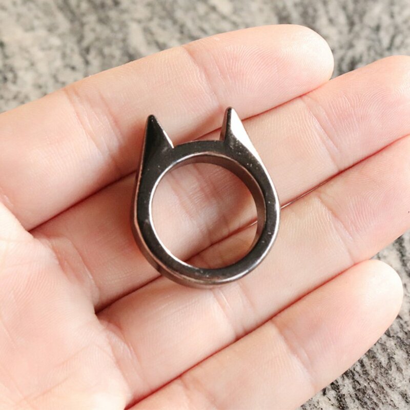 Self-Defense Rings For Women Man Metal Multifunctional Knuckle Cat Ear Shape Attack Jewelry Accessories Gifts wholesale New