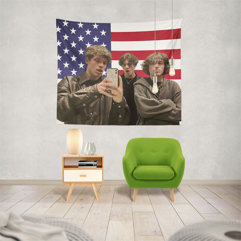 Gaslight Gatekeep Girlboss Sturniolo Triplets tapiz de bandera americana, arte colgante de pared para dormitorio, decoración de sala de estar