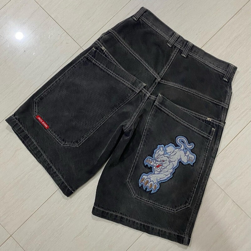 Джинсовые шорты JNCO Y2K, мешковатые джинсовые шорты в стиле Харадзюку, винтажный узор, для мужчин и женщин, в стиле хип-хоп, новые летние готические мужские баскетбольные шорты, уличная одежда