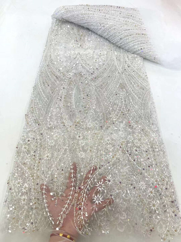 2024 ultima versione delicata migliore qualità elegante pizzo di Tulle morbido con tessuto di pietre più grandi per abito da festa di nozze muslimah