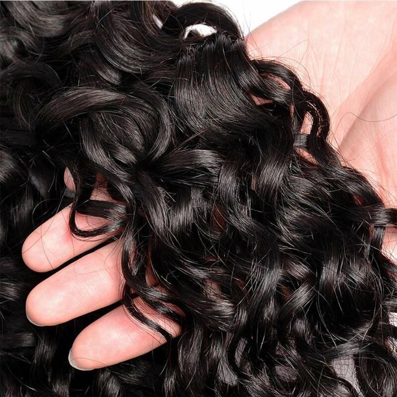 Bundel jalinan rambut Malaysia gelombang air 10A penawaran bundel jalinan rambut manusia keriting tanpa proses ekstensi rambut Remy 32"