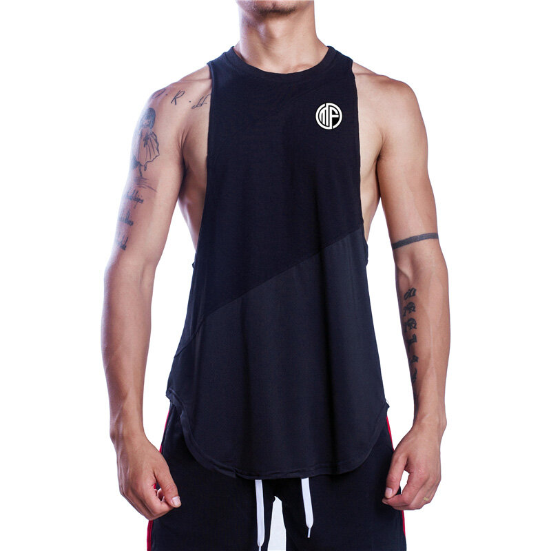 2023 Summer Breathable Cool Feeling Gym Bodybuilding Casual Loose Tank Tops Men Workout Sleeveless Fashion Hip Hop Streetwear