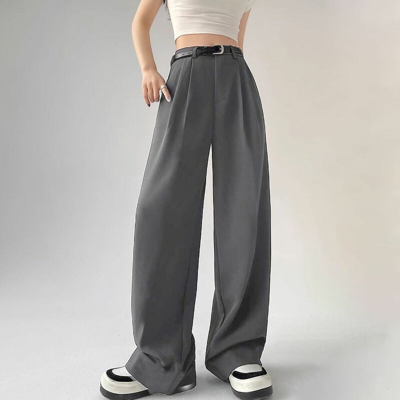 Женские брюки с широкими штанинами, элегантная драпировка с высокой талией, Модные свободные Индивидуальные брюки разных цветов на выбор, 2024