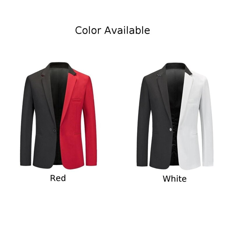 Blazer per abiti da festa nuziale da uomo alla moda giacca da ufficio Slim Fit Outwear bianco/rosso M 2XL perfetto per Clubbing