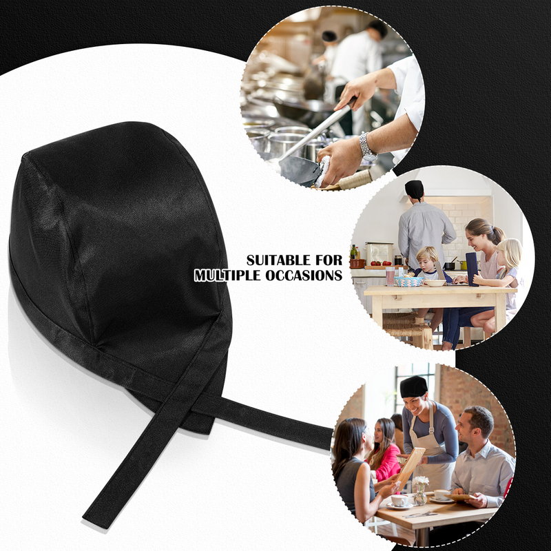 หมวกเชฟโจรสลัด bestomz เครื่องแบบบริกรหมวกตะแกรงย่างบาร์บีคิวเบเกอรี่หมวกทำอาหารร้านอาหาร (สีดำ)