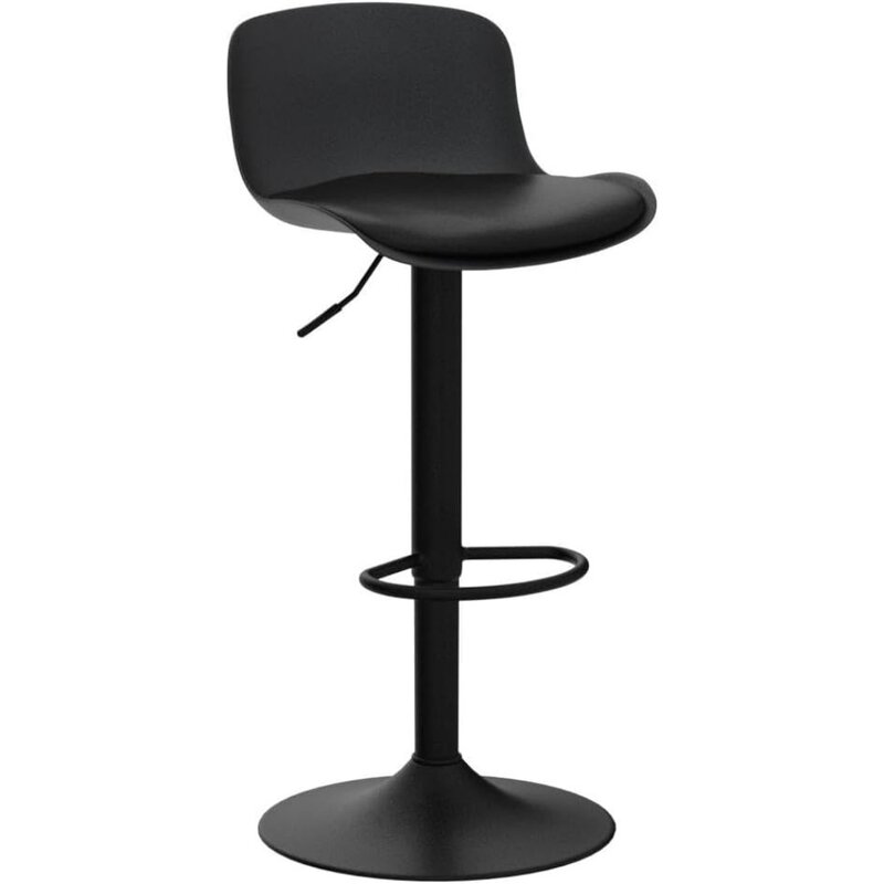 Черный барный стул YOUTASTE, барный стул с высотой 2 стоек, мягкий барный стул из полиуретана с регулируемой верткой и высокой спинкой