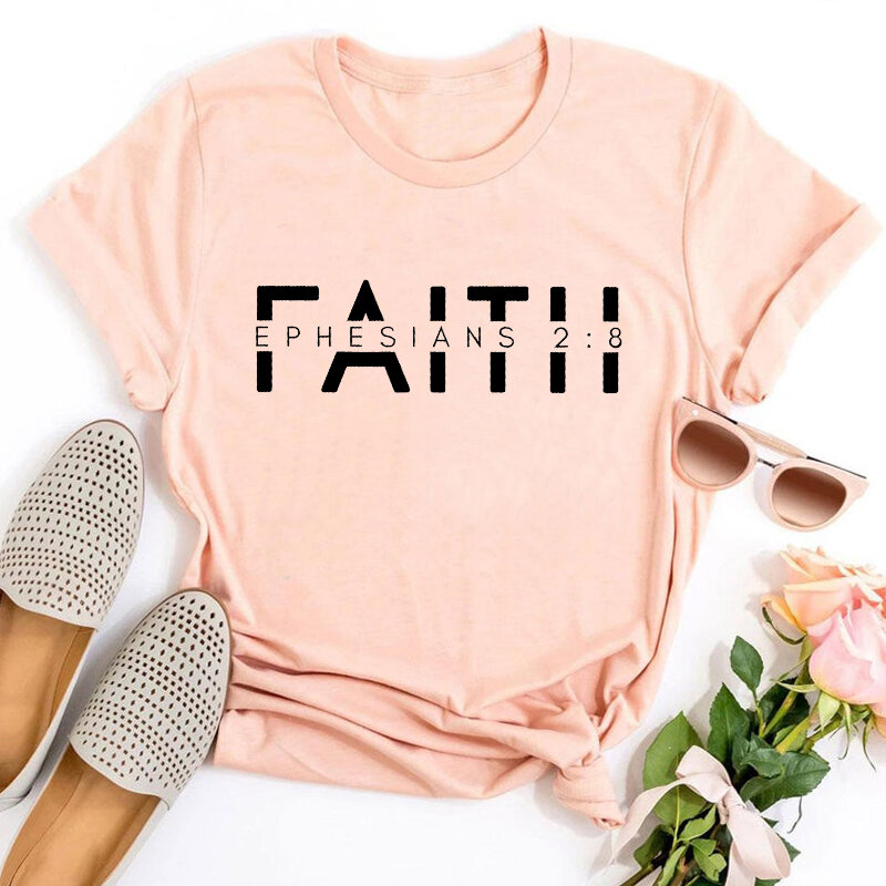 T-shirt chrétien élégant pour femme, vêtements vintage, verset biblique, religieux, Harajuku, Faith, Worth It, Y-Shirt