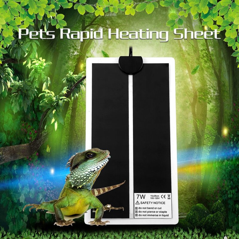 Lámina de calentamiento rápido para mascotas, almohadilla de calentamiento de temperatura impermeable para reptiles, 110V, 7W, con controlador de temperatura