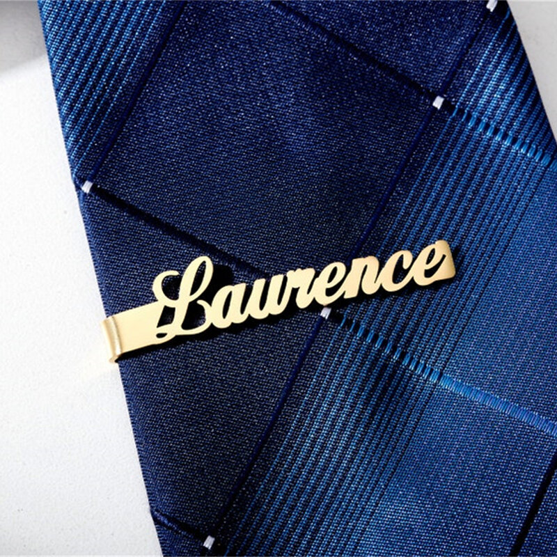 Pince à cravate personnalisée pour hommes, accessoires de costume, nom personnalisé, barre de cravate en acier inoxydable pour mari, cadeaux pour garçons d'honneur