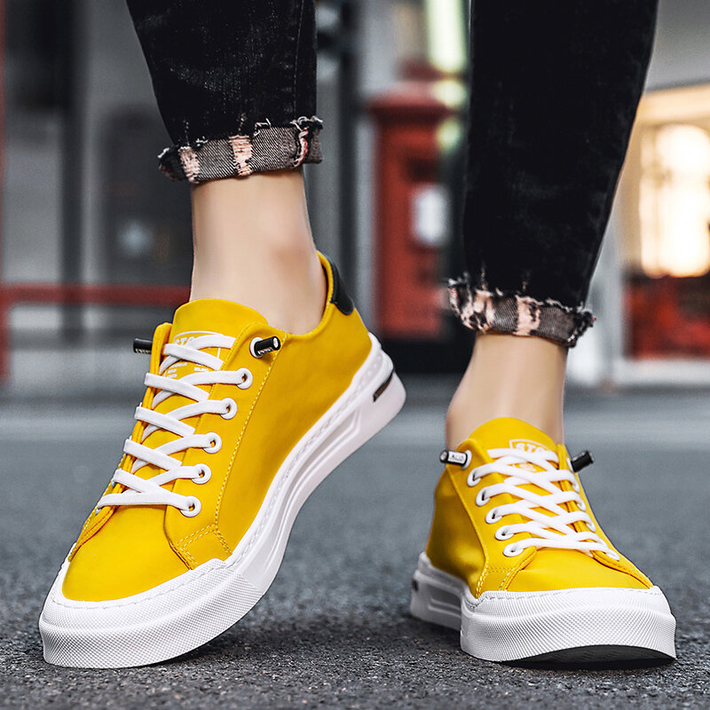 Clássico Amarelo Vulcanizado Sapatos Homens Harajuku Plataforma Tênis Homens Streetwear Hip hop Sapatos De Lona Homens Designer Low top Sneakers