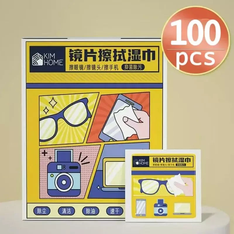 Anti-kabut pembersih tisu basah kacamata sekali pakai lensa pakaian pembersih independen kemasan kacamata layar alat pembersih