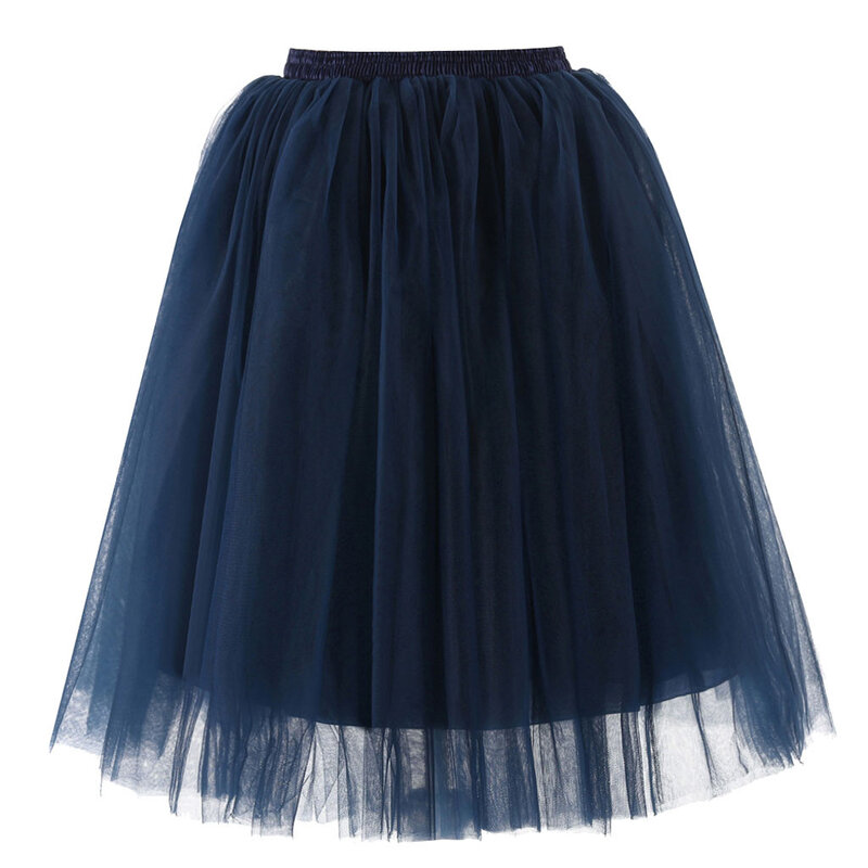 Сетчатая юбка-подъюбник, эластичная плиссированная юбка до колена с высокой талией для танцев, юбка трапециевидной формы для принцессы, юбки-пачки