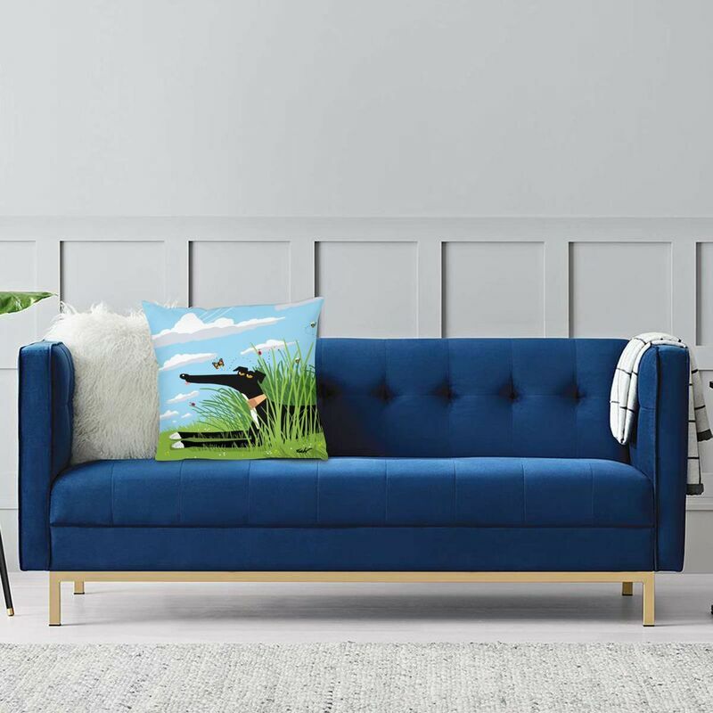 Funda de almohada con diseño de galgo vibrante para sofá, cubierta de cojín de felpa corta con diseño de dibujos animados, Whippet, perro, para decoración del hogar