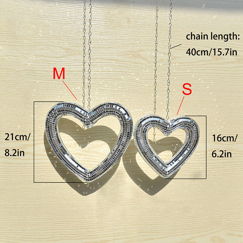 Mirror Disco Ball Cut-out Love Heart Reflective Atmosphere Ornament Party Pendant