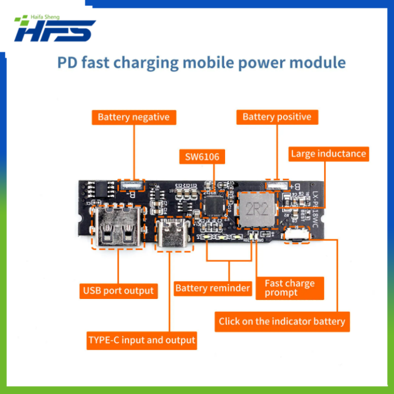 SW6106 PD fast charge QC3.0 mobile power module FCP two-way fast charge 5V9V12V