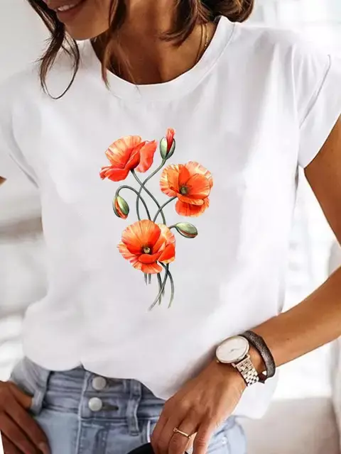 2024 signore girocollo amore modello stampato estate Casual a maniche corte traspirante fresco Yzk camicetta belle ragazze t-shirt