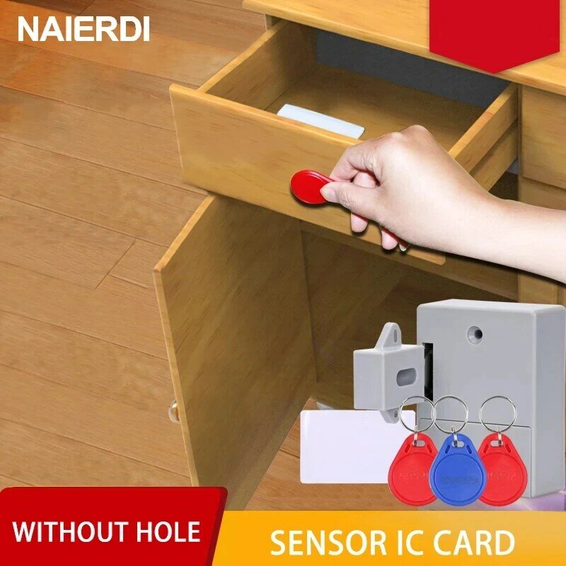 NAIERDI ที่มองไม่เห็น Sensor ล็อค EMID ขนาด IC Card ลิ้นชักดิจิตอลตู้อิเล็กทรอนิกส์อัจฉริยะสำหรับตู้เสื้อผ้าเฟอร์นิเจอร์ฮาร์ดแวร์