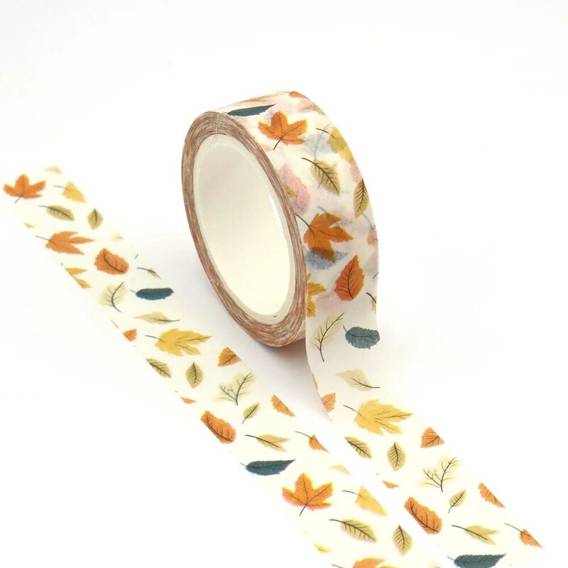 1PC 15mm x 10m seamless Autumn Colorful Leaves Masking Adhesive Washi Tapes stationery office supplies tape sticker