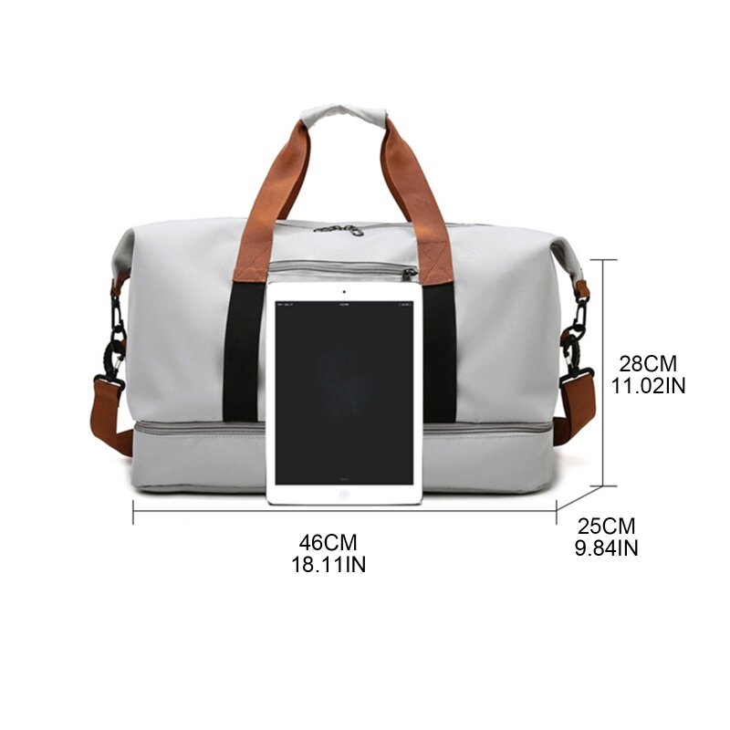 Grande capacidade sacos de ombro mochila com compartimento sapatos separação seca e molhada esportes portátil bolsa viagem