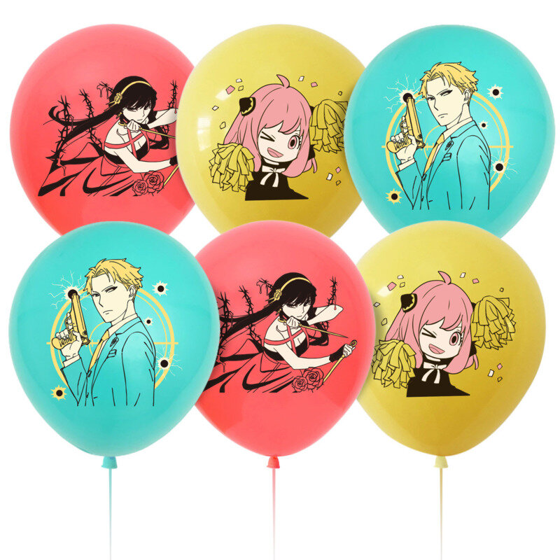 Anime SPYxFAMILY Set balon ulang tahun spanduk kue kartu penyisipan Set pita atas kue dekorasi pesta ulang tahun Pancuran bayi