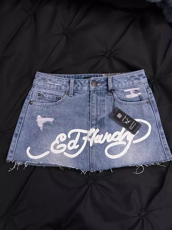 Женская короткая джинсовая юбка A Word, модная брендовая Готическая мини-юбка в стиле ретро, сексуальная облегающая юбка до бедра, Y2k, обтягивающие шорты, 2024