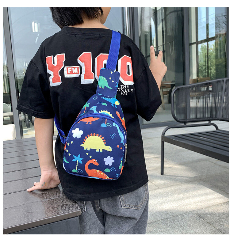 Torby Crossbody dla dzieci z motywem dinozaura koreańskie modne dla chłopców dziewczęce torba na klatkę piersiowa dziecko dziecko torba Mini torba typu Cross plecak dla malucha