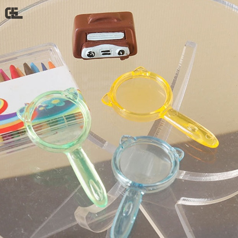 5Pcs 1:12 lente d'ingrandimento in miniatura per casa delle bambole Mini lente d'ingrandimento modello in vetro bambini finta di giocare a giocattoli accessori per la casa delle bambole