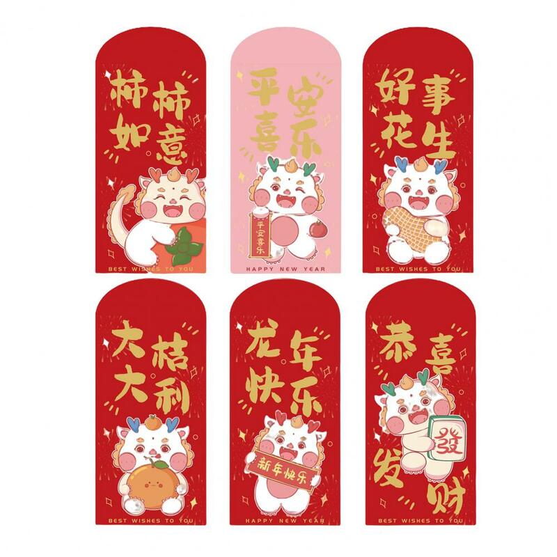 Decoraciones de Año Nuevo chino tradicional, juego de sobres rojos de dragón, decoraciones de fiesta festiva, lindo para nuevo