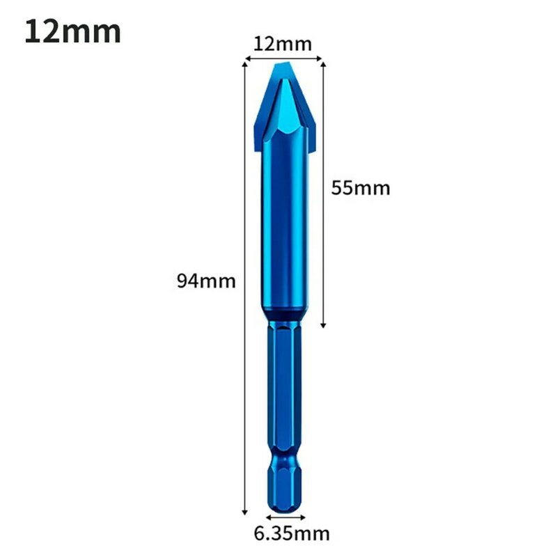 Foret excentrique bleu non ald à poignée hexagonale, mèche triangulaire aste, main, établi, verre céramique, 6mm-12mm, 1 pièce