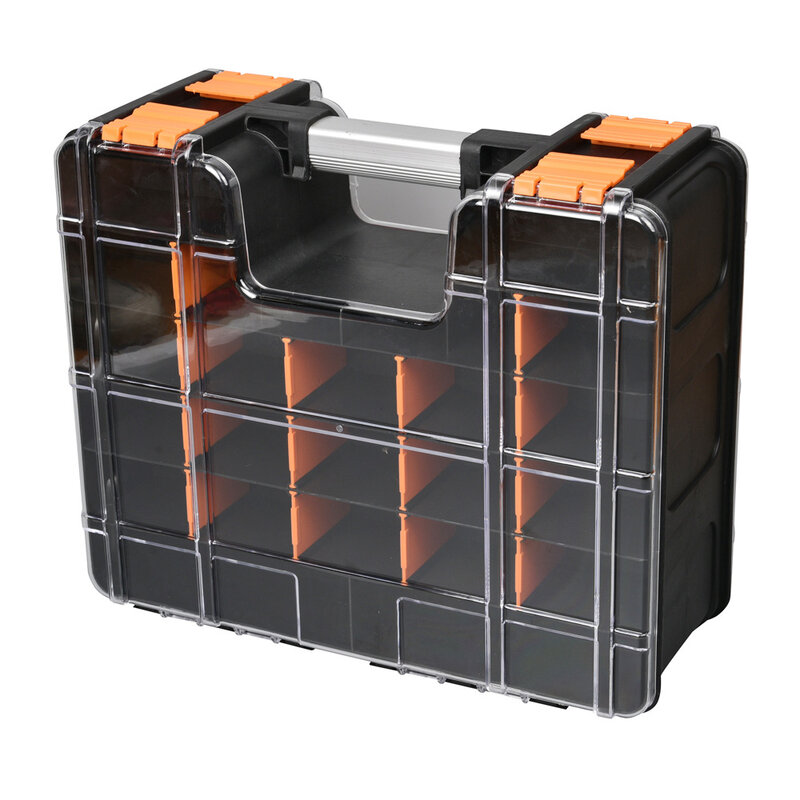 Caja de Herramientas de piezas de doble cara, caja de almacenamiento de tornillos portátil, caja organizadora de herramientas de Hardware, caja de herramientas de pernos de rejilla múltiple