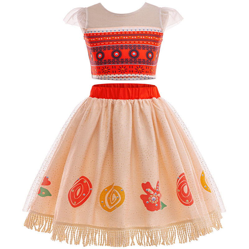 2024 платье принцессы Моана для девочек Хэллоуин Детский Косплей Моана костюм праздничный детский комплект одежды
