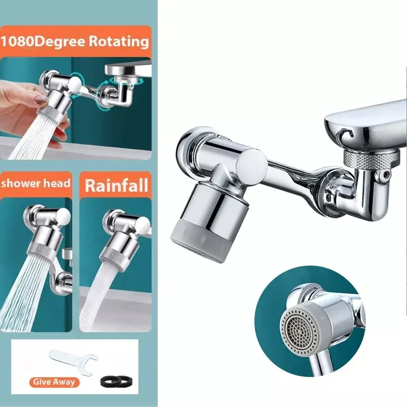Rotatable Scalable Metal Faucet Aerator Bathroom Tap Splash-proof Bubbler Faucet Filter Nozzle Tap Saving Water Extender