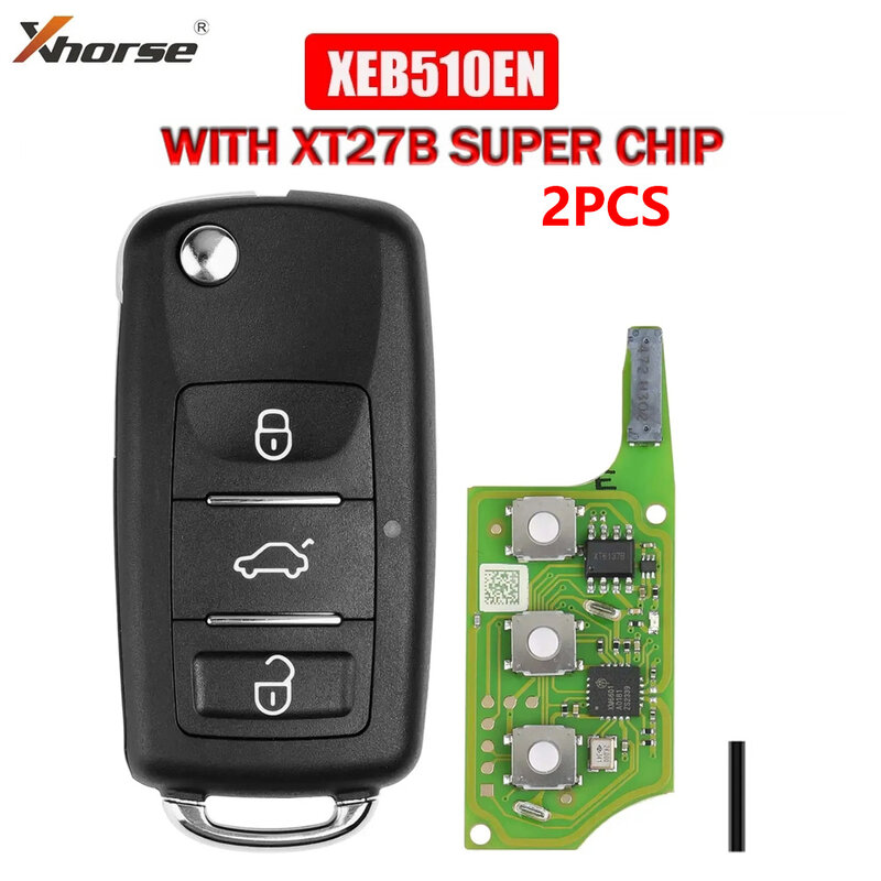 XHORSE XEB510EN kunci cerdas Universal, 2 buah kunci pintar Universal tipe B5 Remote Super dalam XT27B VVDI Chip Super