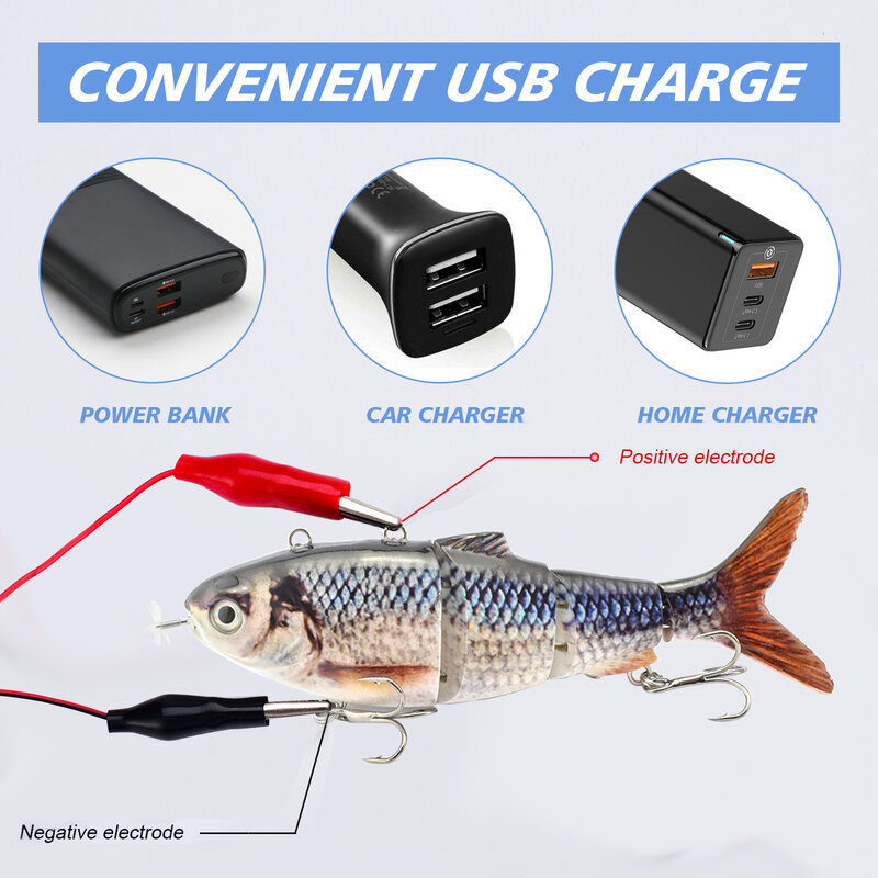 Señuelo de natación robótico, luz LED recargable por USB, multiarticulado, Swimbait, Inteli, autopropulsante, equipo de pesca eléctrico