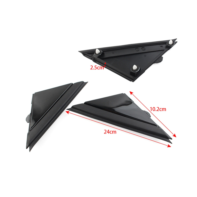 Plaque décorative de rétroviseur noir brillant, rétroviseur triangulaire, 1SH17KX7AA, 1SH16KX7AA, Fiat 500, 2012-2019, 1 paire