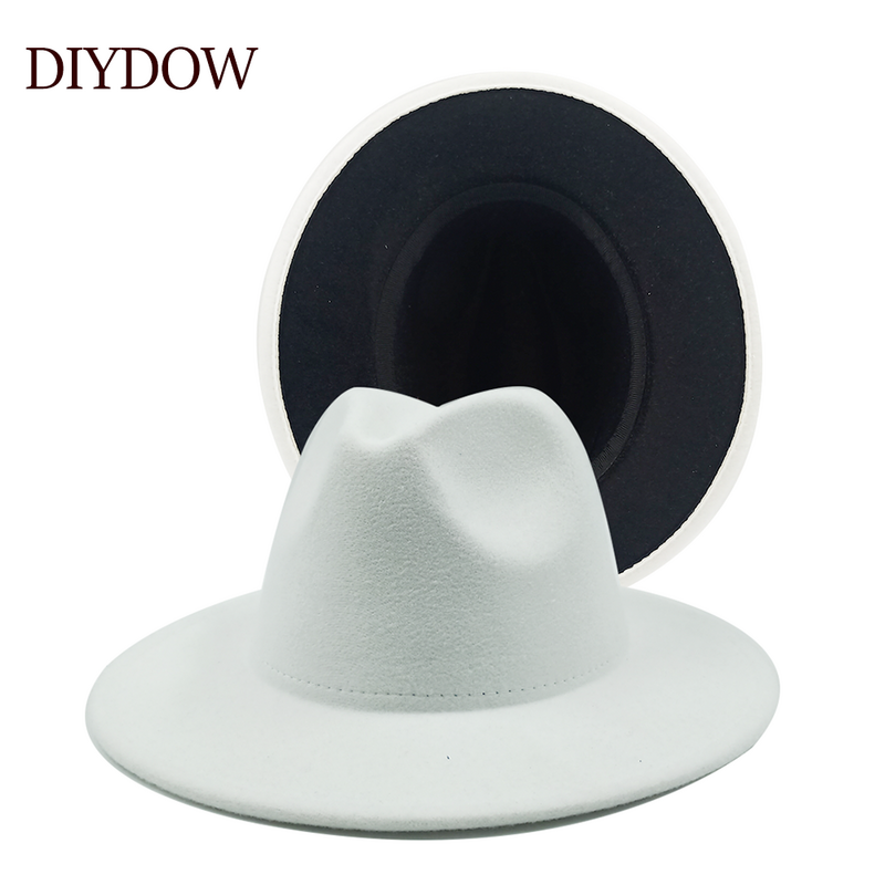 Sombreros de Jazz de dos tonos, sombreros de vaquero para mujeres y hombres, gorra de Color de doble cara, sombrero de Bowler de lana rojo con negro, venta al por mayor