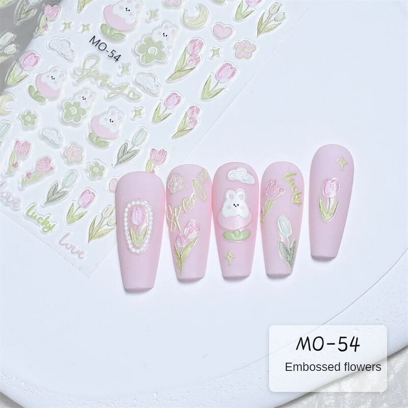 Nail Stickers Smd Design Small And Fresh Manicure Tools Nail Art Stickers Waterproof And Durable Tulip Health & Beauty Blue
