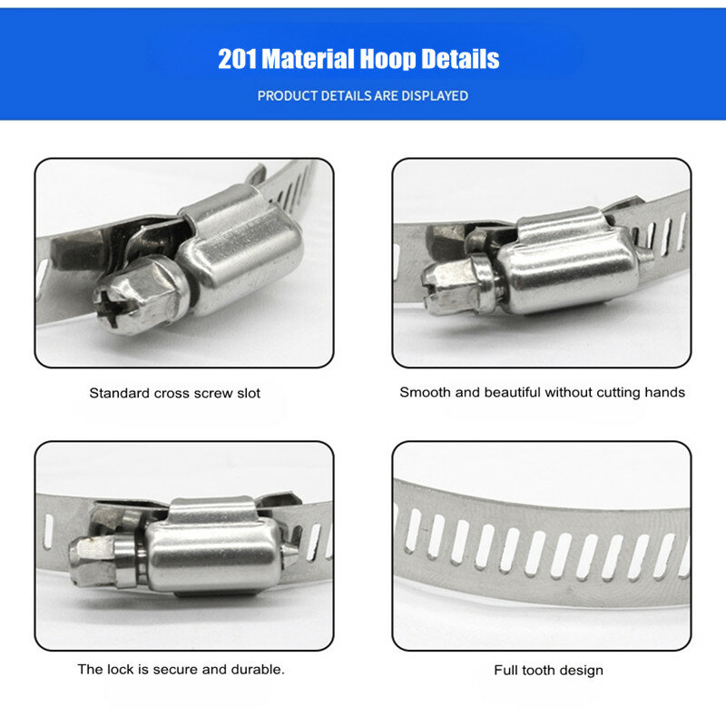 Adjustable Stainless Steel Throat Hoop Pipe Clamp Surveillance Security Camera Hoop Mount Bracket Diameter 100/200/300/400mm