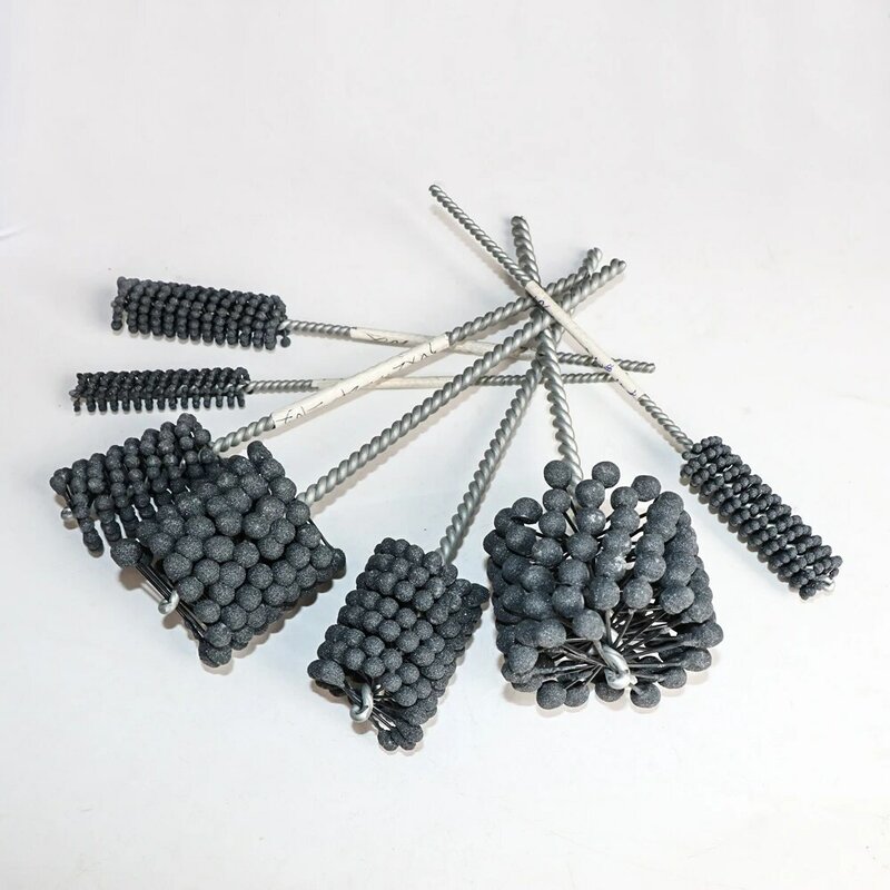 Cepillo de pulido de bolas abrasivas flexibles, cabezal de molienda para limpieza de desbarbado de tubos, 1 pieza