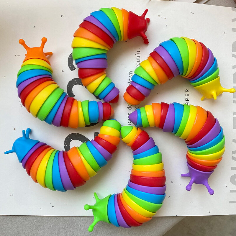 다채로운 민달팽이 달팽이 씰 카와이 변형 캐터필러 피젯 장난감, 성인 어린이 감압 환기, 어린이 교육 장난감